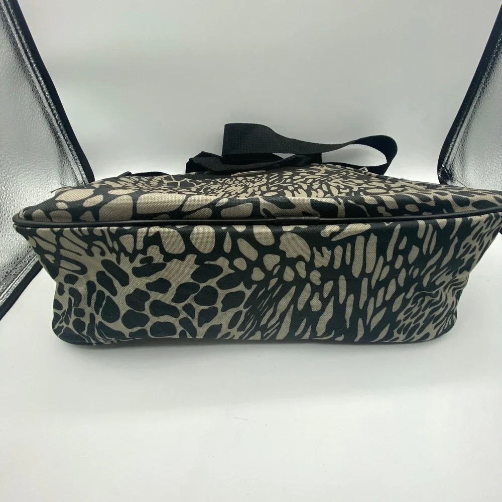 TAG Small Messenger Bag Grey Black Animal Print Canvas Crossbody